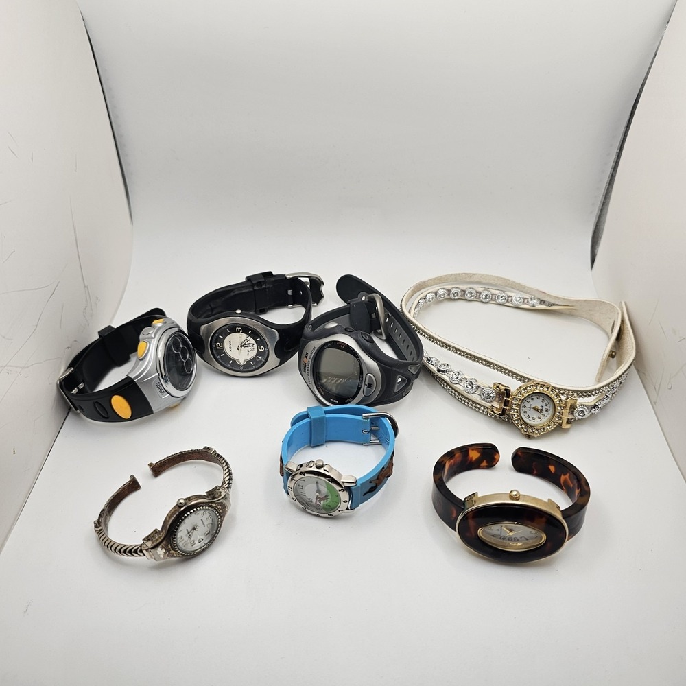 Watch Lot Of 7. Timex Ironman, Designer, Xonix USB, Louis Arden, Geneva Platinum